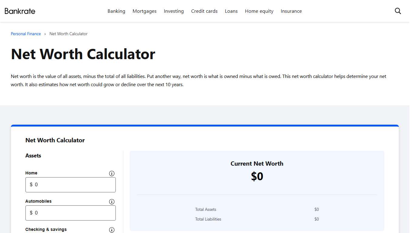 Net Worth Calculator