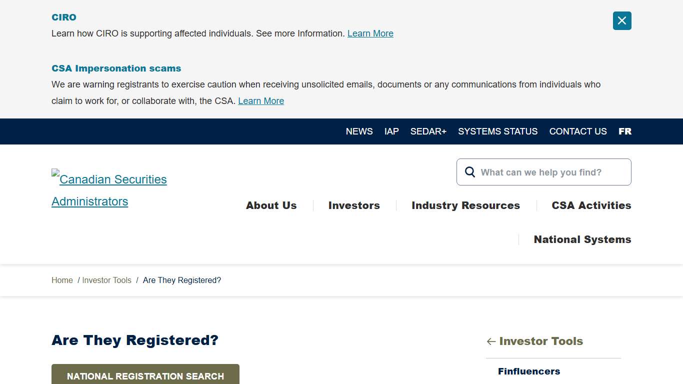 Are They Registered? - Canadian Securities Administrators